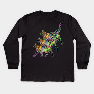 Psychedelic Cat Walk - Cats Strutting Their Stuff on the Catwalk - Meow! Kids Long Sleeve T-Shirt